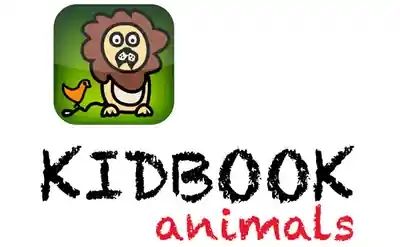 KIDBOOK Animals app artwork with the lion icon and KIDBOOK animals wordmark