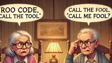 Illustration of an elderly couple arguing, used in the Roo Code local LLM evaluation to illustrate degraded model/tool communication under constrained quantization
