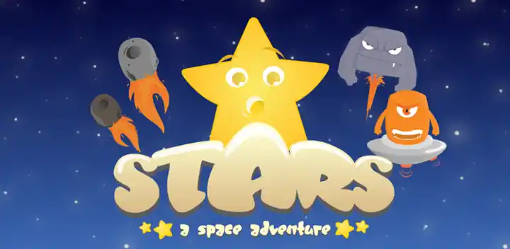 Stars game artwork with the yellow star character and enemies against a blue starry background